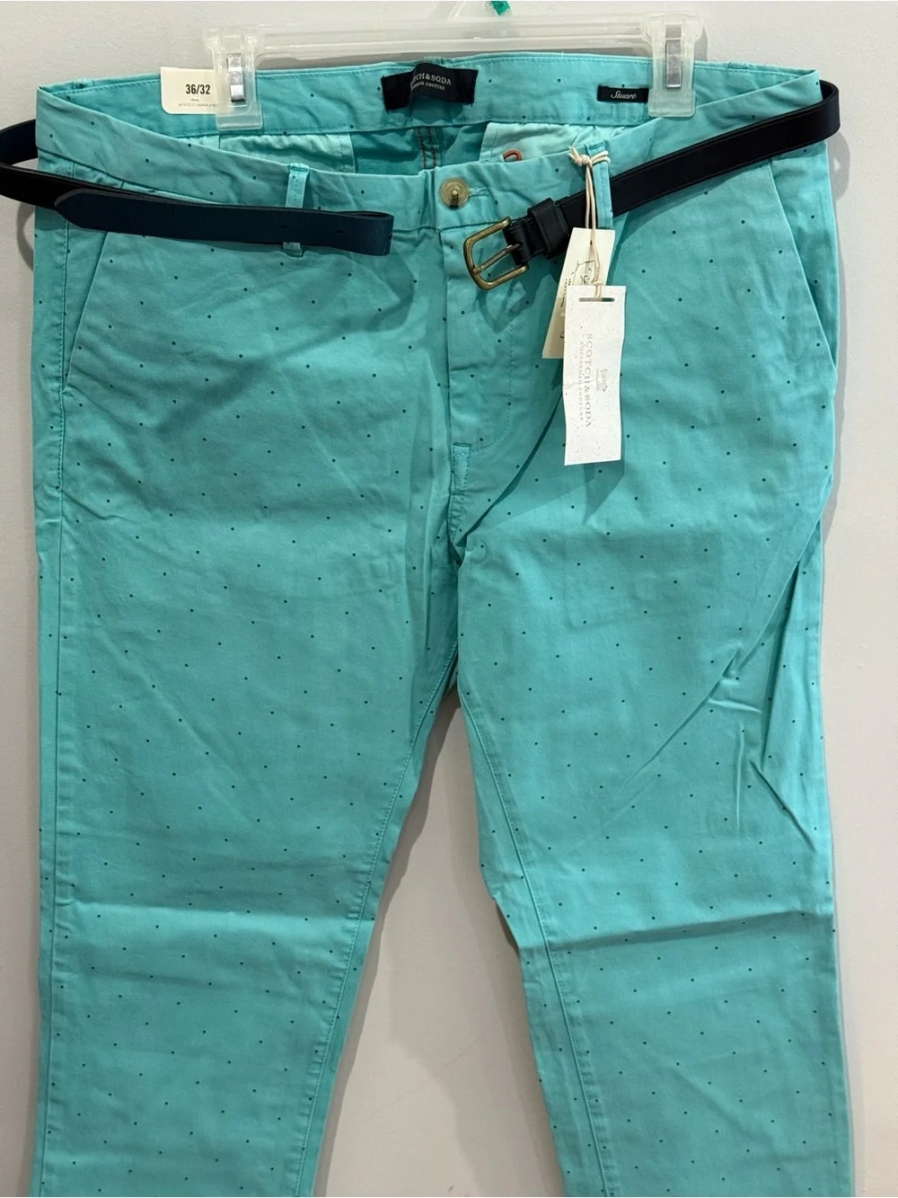New Scotch&Soda 36/32 “Stuart” light Blue Reg Slim Fit Polka Dot Chino 557